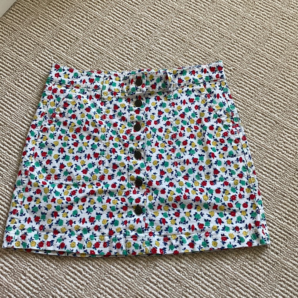 J Crew Mercantile Denim Floral Skirt